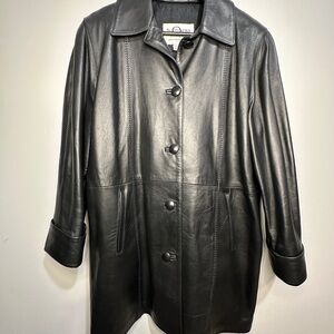 The Old Mill - Black Leather Button-Front Jacket
